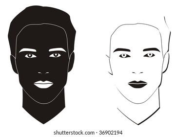 outline silhouette faces in two versions