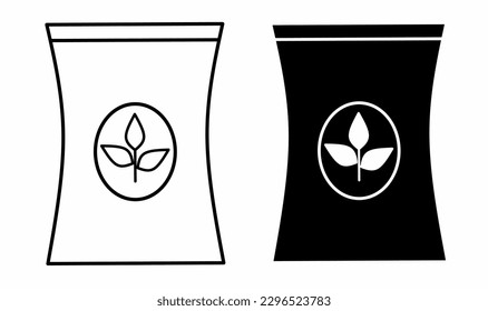 outline silhouette Fertilizer flat icon set isolated on white background