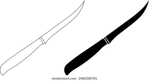 outline silhouette fillet knife icon set