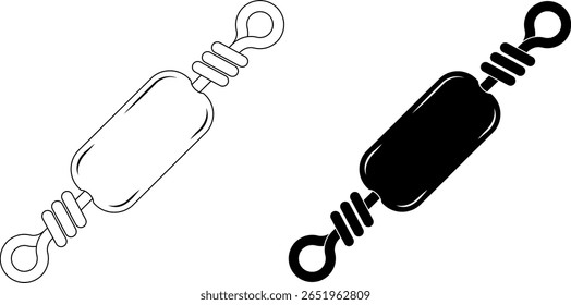 contorno silhueta pesca giratório ícone set