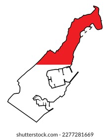Outline silhouette flag map of Monaco isolated on a white background