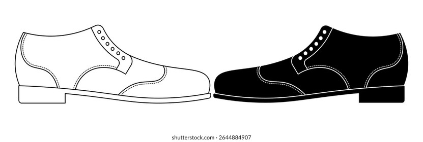 silhueta de contorno completo Brogue sapato ícone conjunto