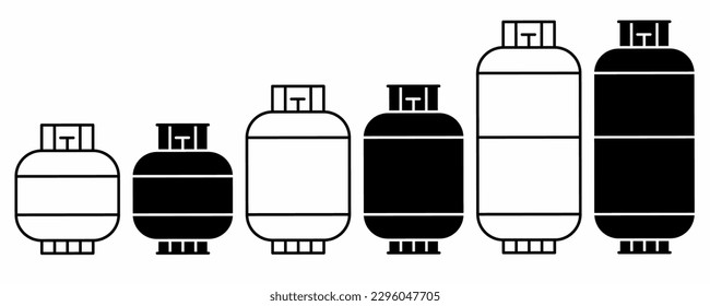 silueta de esquema Icono del cilindro de gas aislado en fondo blanco