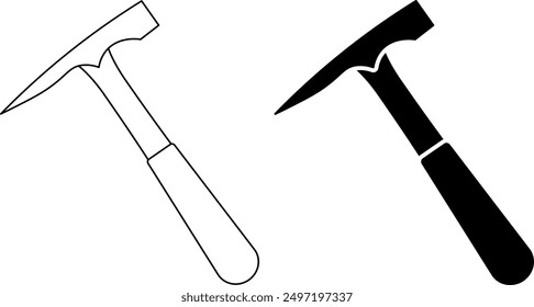 outline silhouette Geologist's hammer icon set