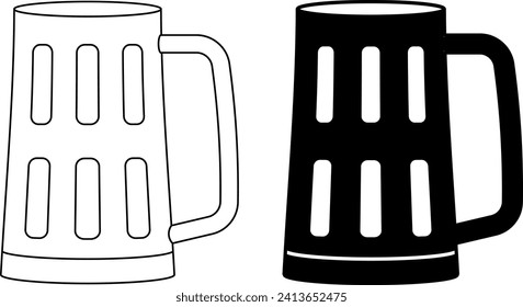 outline silhouette Glass tankard icon set