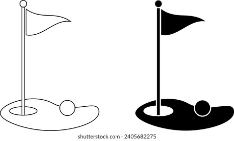 outline silhouette golf flag icon