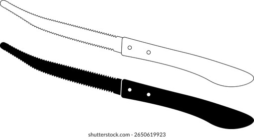 outline silhouette grapefruit knife icon set