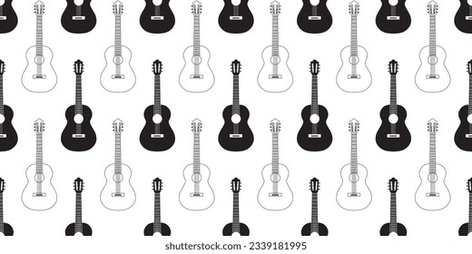 outline silhouette guitars seamless pattern