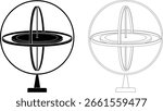 outline silhouette Gyroscope icon set