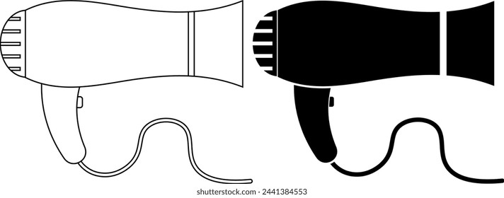 outline silhouette Hair dryer icon set