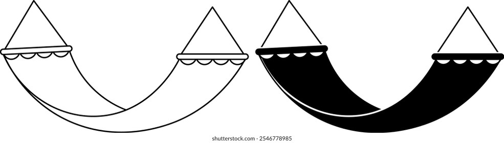 outline silhouette hammock icon set