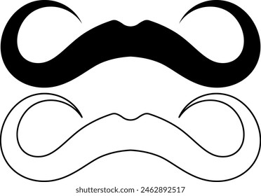 outline silhouette Handlebar moustache icon set