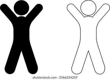 outline silhouette happy people icon set
