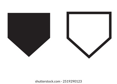 outline silhouette home plate baseball icon set isolated on white background