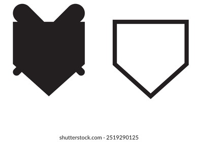 outline silhouette home plate baseball icon set isolated on white background