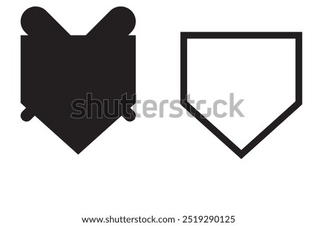 outline silhouette home plate baseball icon set isolated on white background