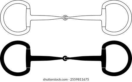 outline silhouette horse Snaffle bit icon set