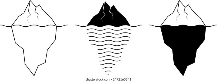 outline silhouette iceberg icon set