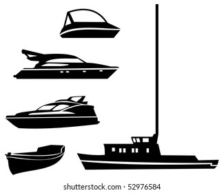 Outline silhouette images of water transport