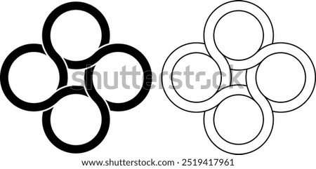 outline silhouette interlocking circle icon set