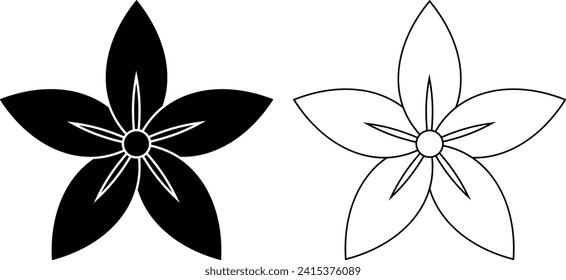 outline silhouette jasmine flower icon set