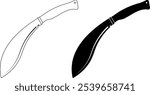 outline silhouette Kukri Gurkha Sword icon set