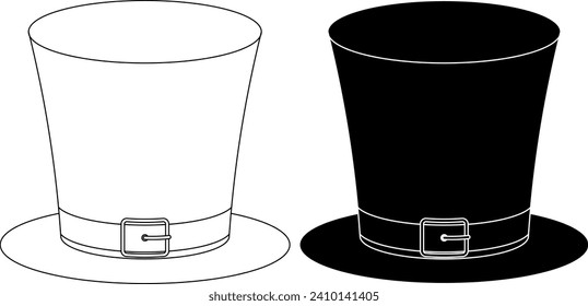 outline silhouette Leprechaun Hat icon set