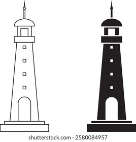 outline silhouette Lighthouse icon set