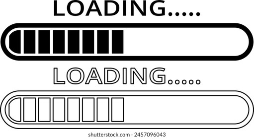 outline silhouette loading bar icon set