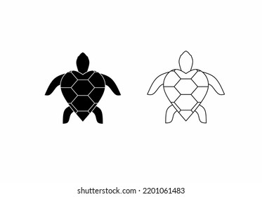 outline Silhouette love turtle icon isolated on white background