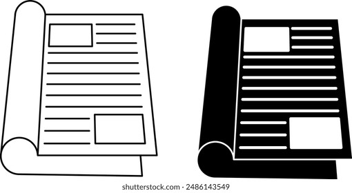 outline silhouette magazine icon set