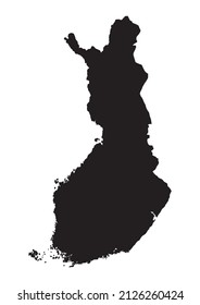 Outline silhouette map of Finland over a white background