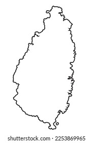 Outline Silhouette Map Of Saint Saint Lucia in black silhouette on a white background