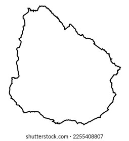 Outline silhouette map of the South American country of Uruguay