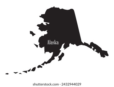 Outline silhouette map of the state of Alaska isolated on a white background