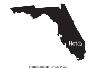 Outline silhouette map of the state of Florida isolated on a white background