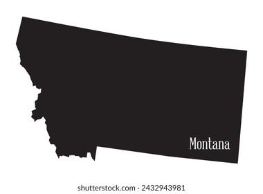 Umriss Silhouette Karte des Staates Montana isoliert auf einem weißen Hintergrund