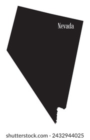 Eine Umriss-Silhouetten-Karte des Staates Nevada auf weißem Hintergrund