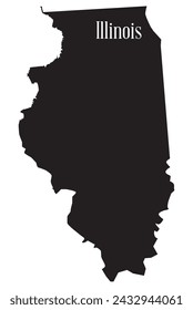Outline silhouette map of the USA state of Illinois over a white background