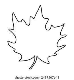 outline silhouette of maple leaf isolated on transparent background, coloring, vector