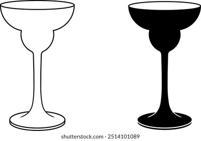 outline silhouette margarita glass icon set