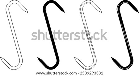 outline silhouette meat hook icon set