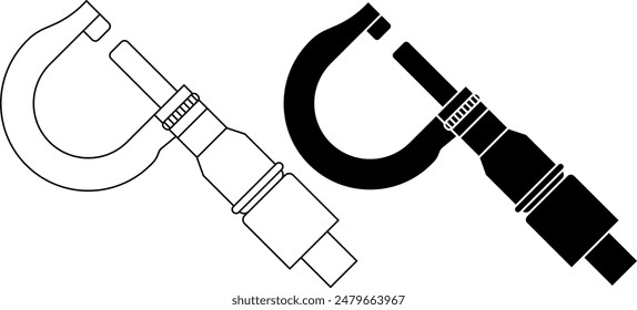 outline silhouette micrometer screw gauge flat icon