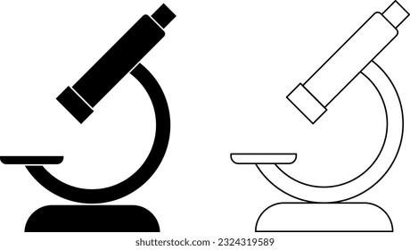 conjunto de iconos del microscopio de silueta de esquema