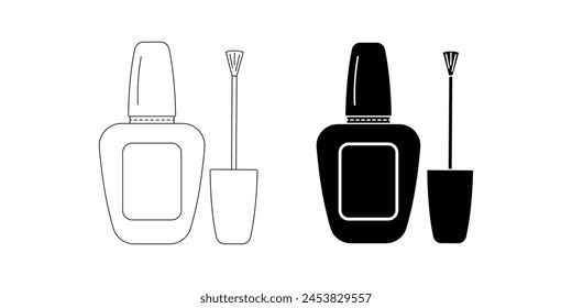 outline silhouette Nail polish botte icon set isolated on white background