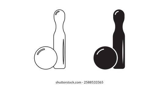 outline silhouette Nine pin bowling icon set