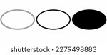 outline silhouette oval shape set isolated on white background