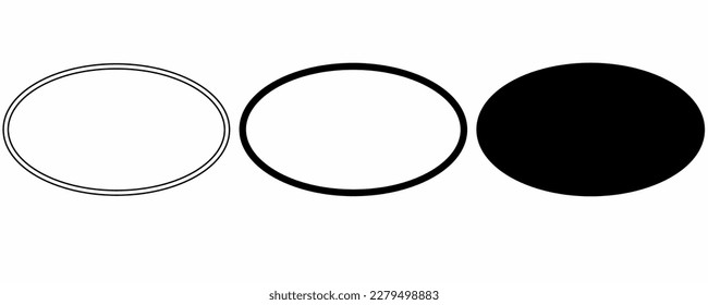 outline silhouette oval shape set isolated on white background