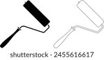 outline silhouette paint roller icon set