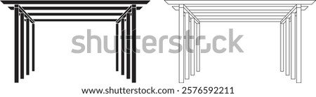outline silhouette Pergola icon set